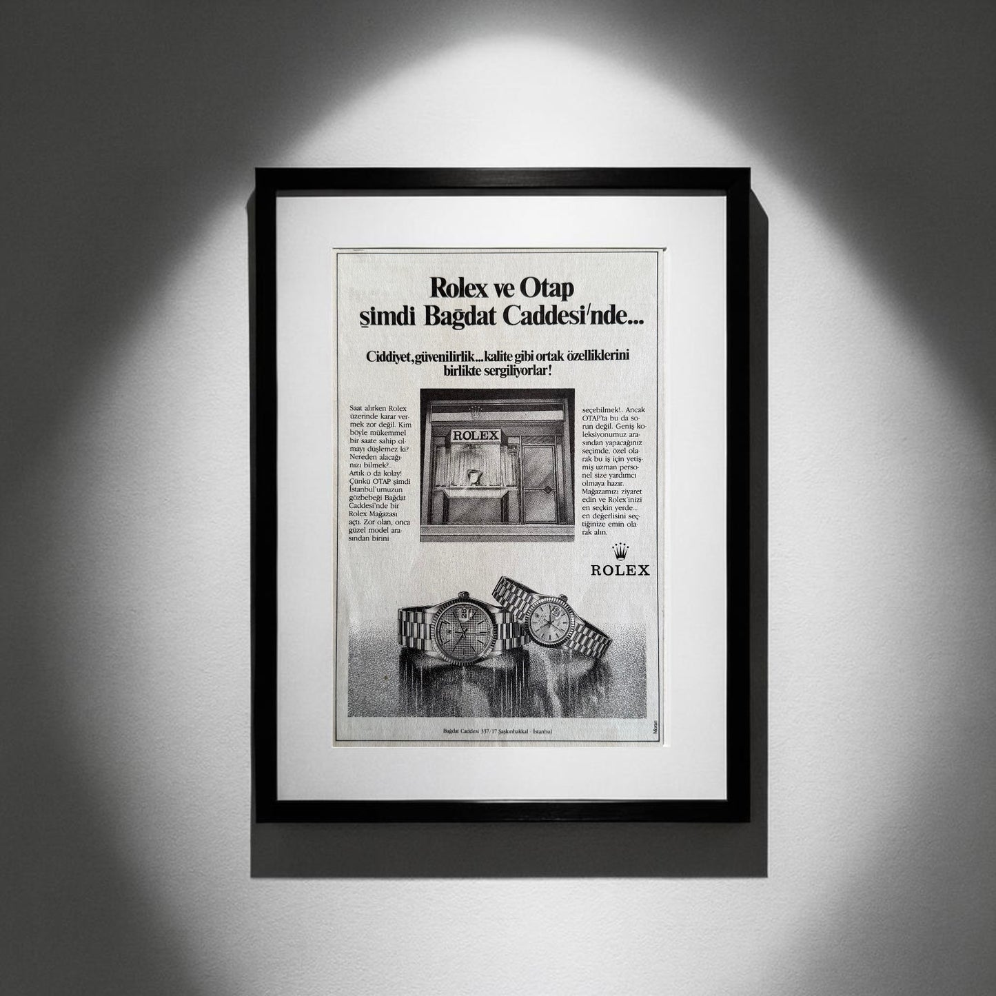 Rolex & OTAP “Bağdat Caddesi Açılışı” 1986 Orijinal Türkiye Dönem Reklamıdır (Sonradan Baskı Değildir).