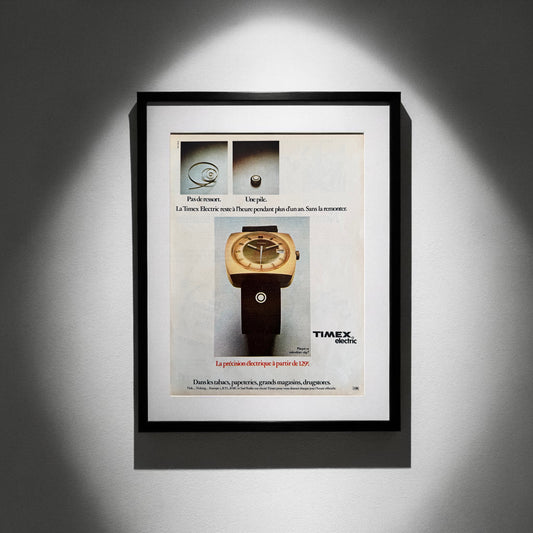 Timex Electric “No Spring. Just Power.” 1972 Orijinal Dönem Reklamıdır (Sonradan Baskı Değildir).