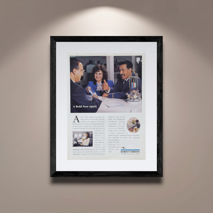 Kuwait Airways “A Bold New Spirit” Orijinal Dönem Reklamıdır (Sonradan Baskı Değildir)
