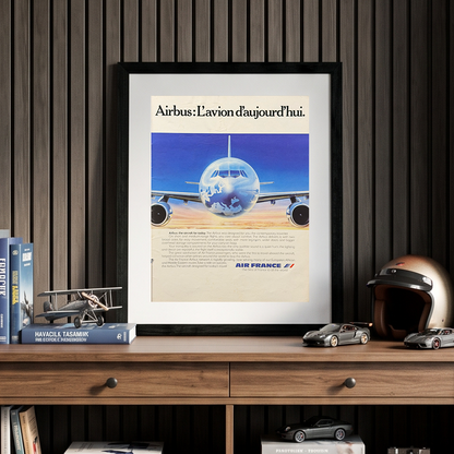 Air France Airbus A300  Vintage Fransızca ve İngilizce Orijinal Dönem Reklamıdır (Sonradan Baskı Değildir)