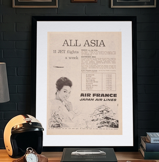 Air France “All Asia” 1963 Yılı İngilizce Orijinal Dönem Reklamıdır (Sonradan Baskı Değildir)