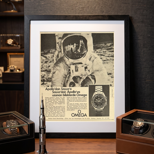Omega Speedmaster “Apollo’dan Soyuz’a” 1970’ler Türkçe Orijinal Dönem Reklamıdır (Sonradan Baskı Değildir)