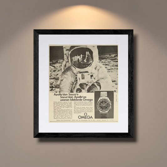 Omega Speedmaster “Apollo’dan Soyuz’a” 1970’ler Türkçe Orijinal Dönem Reklamıdır (Sonradan Baskı Değildir)