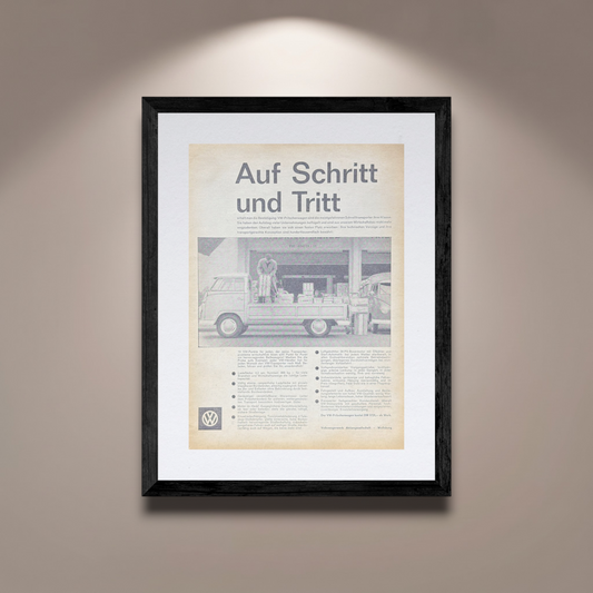 Volkswagen Transporter Type 2 Pritschenwagen Vintage Orijinal Dönem Reklamıdır (Sonradan Baskı Değildir)