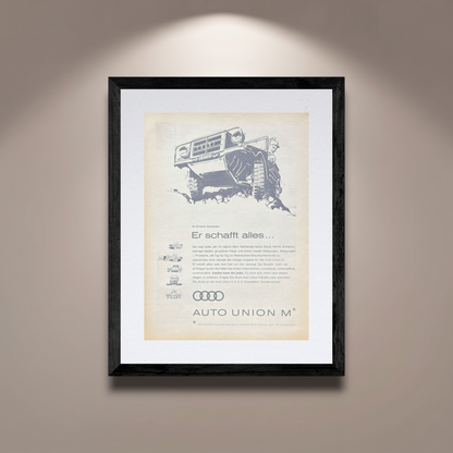 Auto Union DKW Munga Dört Çeker Arazi Aracı Vintage Orijinal Dergi Reklamıdır (Sonradan Baskı Değildir)