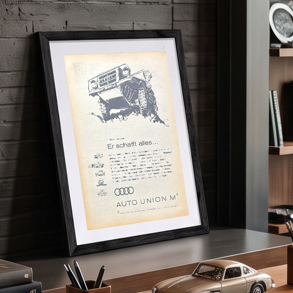 Auto Union DKW Munga Dört Çeker Arazi Aracı Vintage Orijinal Dergi Reklamıdır (Sonradan Baskı Değildir)