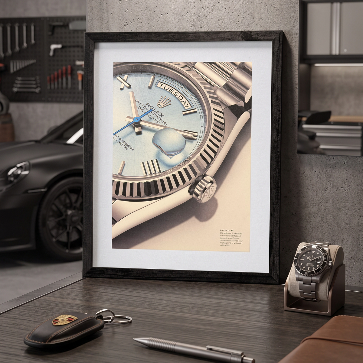 Rolex Oyster Perpetual Day-Date 40 Platin Buz Mavisi Kadran İngilizce Orijinal Dergi Reklamıdır (Sonradan Baskı Değildir)