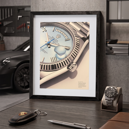 Rolex Oyster Perpetual Day-Date 40 Platin Buz Mavisi Kadran İngilizce Orijinal Dergi Reklamıdır (Sonradan Baskı Değildir)