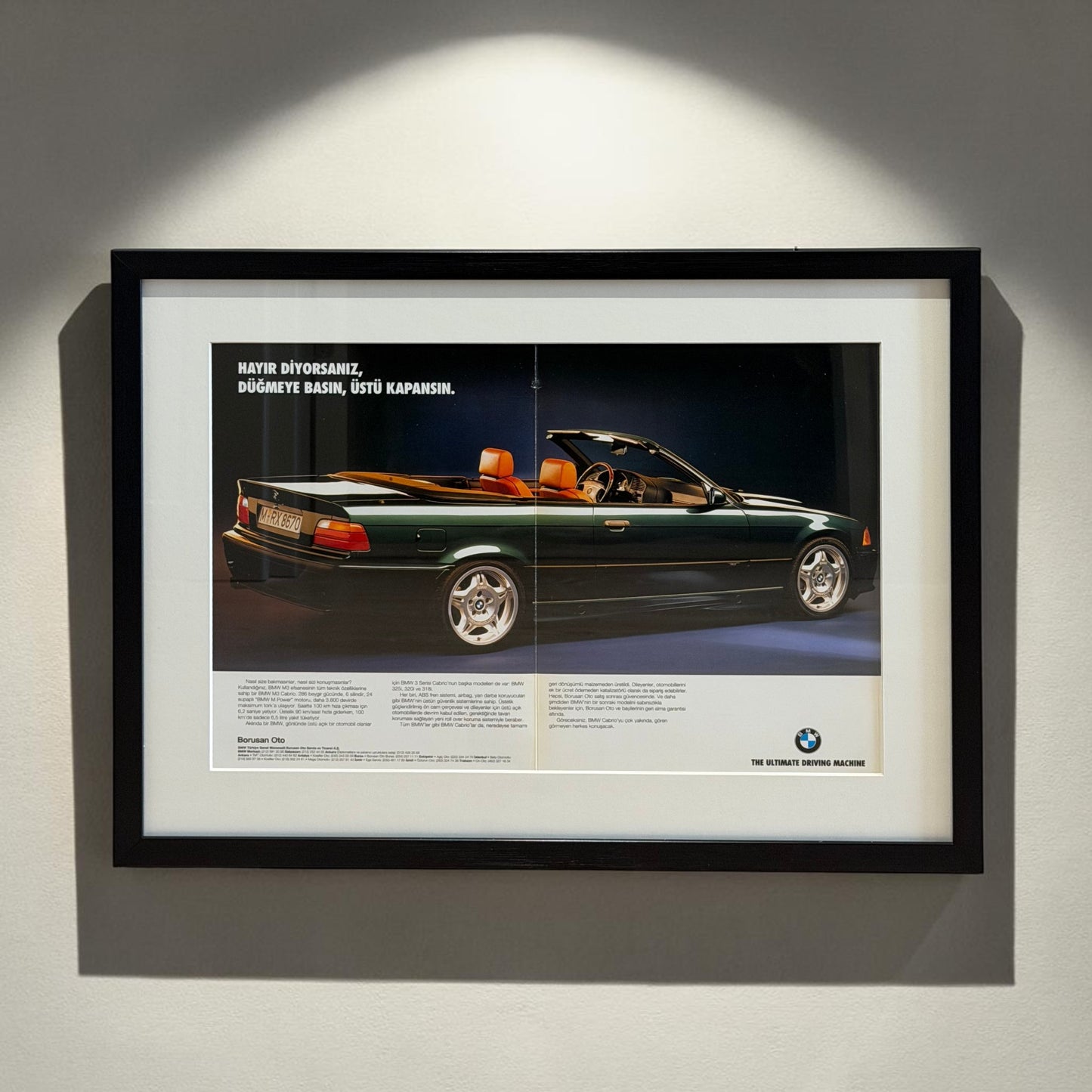BMW E36 Cabrio Orjinal Dergi Reklamı. Orijinal Türkiye Dönem Reklamıdır (Sonradan Baskı Değildir)