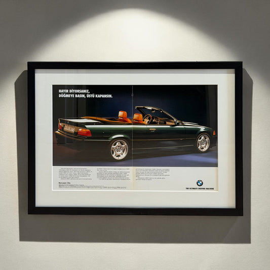 BMW E36 Cabrio Orjinal Dergi Reklamı. Orijinal Türkiye Dönem Reklamıdır (Sonradan Baskı Değildir)