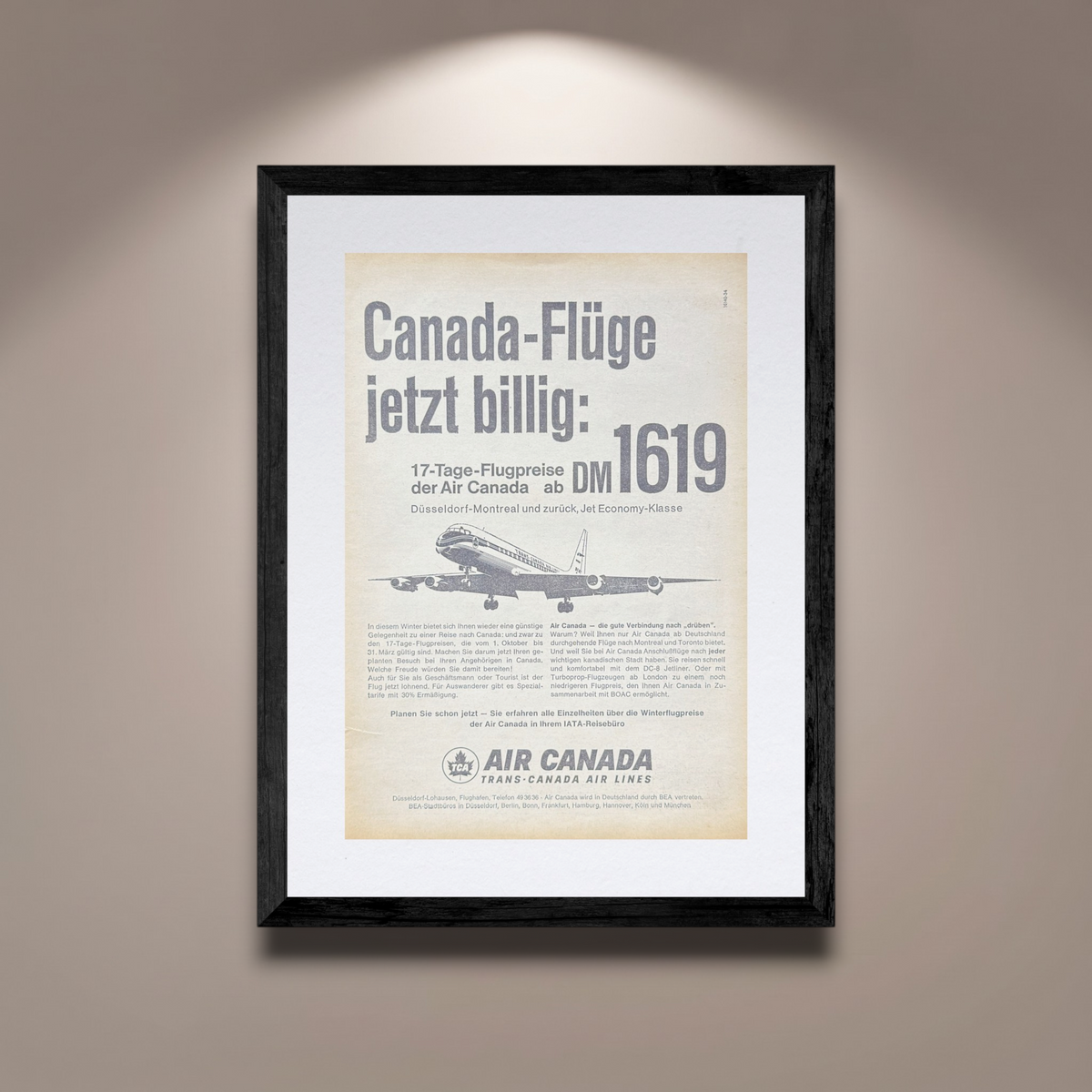 Air Canada Douglas DC-8 Vintage Orijinal Dönem Reklamıdır (Sonradan Baskı Değildir)