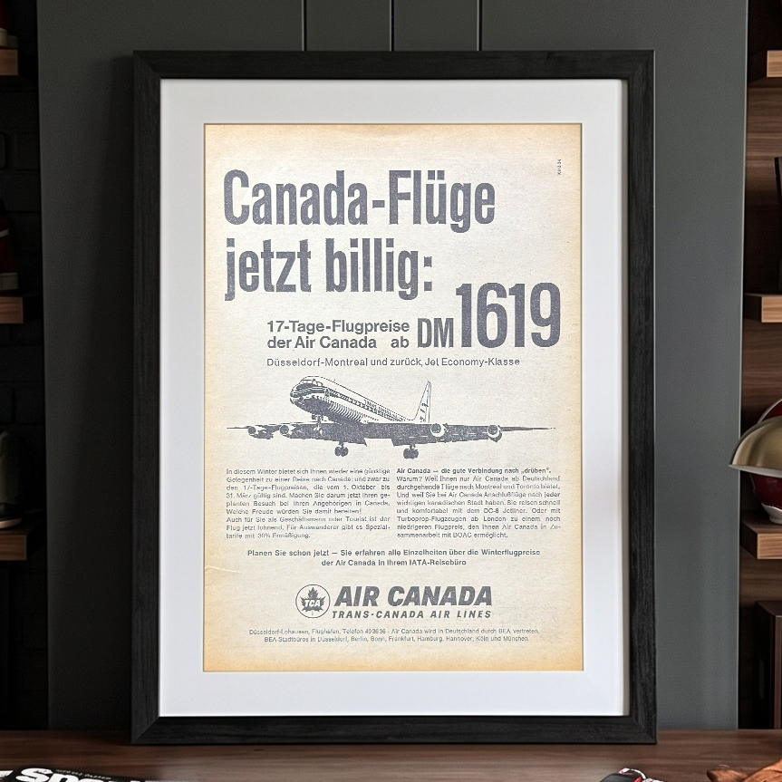 Air Canada Douglas DC-8 Vintage Orijinal Dönem Reklamıdır (Sonradan Baskı Değildir)