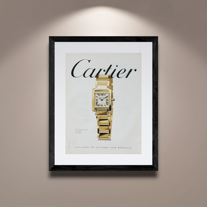 Cartier Tank 18 Ayar Altın Orijinal Dönem Reklamıdır (Sonradan Baskı Değildir)