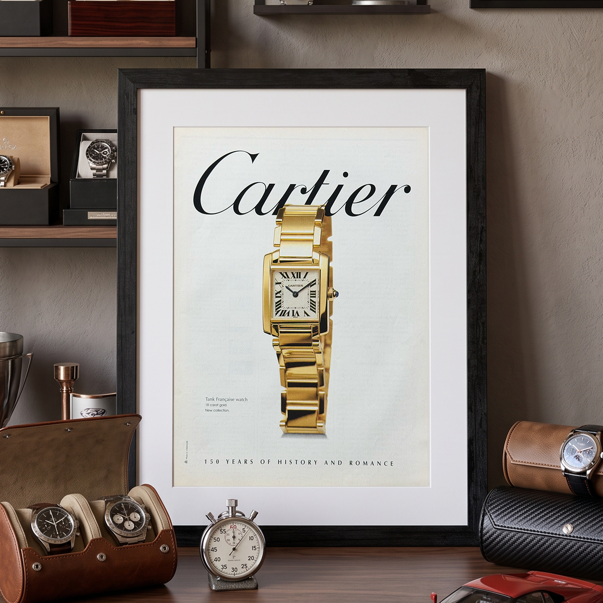 Cartier Tank 18 Ayar Altın Orijinal Dönem Reklamıdır (Sonradan Baskı Değildir)