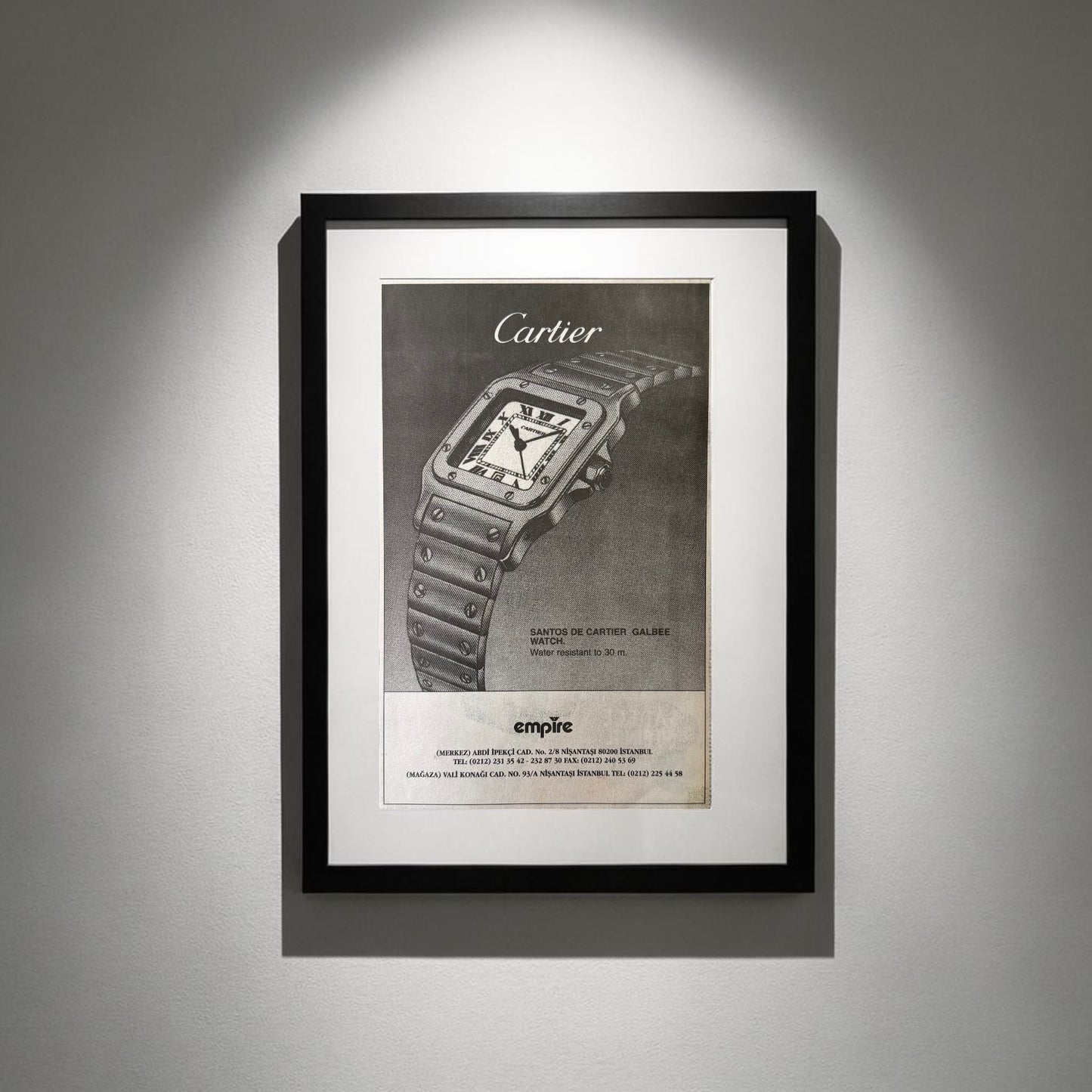 Cartier “Santos“ 1995 Türkiye Orijinal Dönem Reklamıdır (Sonradan Baskı Değildir).