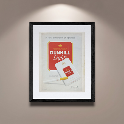 Dunhill Lights “A New Dimension of Lightness” Orijinal Dönem Reklamıdır (Sonradan Baskı Değildir)