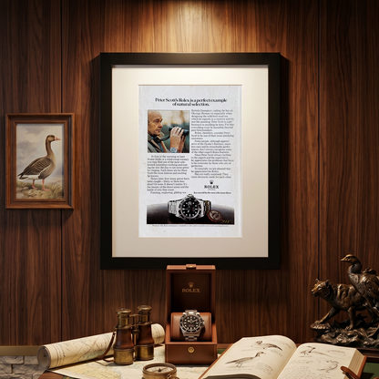 Rolex Submariner – “Natural Selection” Peter Scott Reklamı Orijinal Dönem Dergi Sayfasıdır (Sonradan Baskı Değildir).