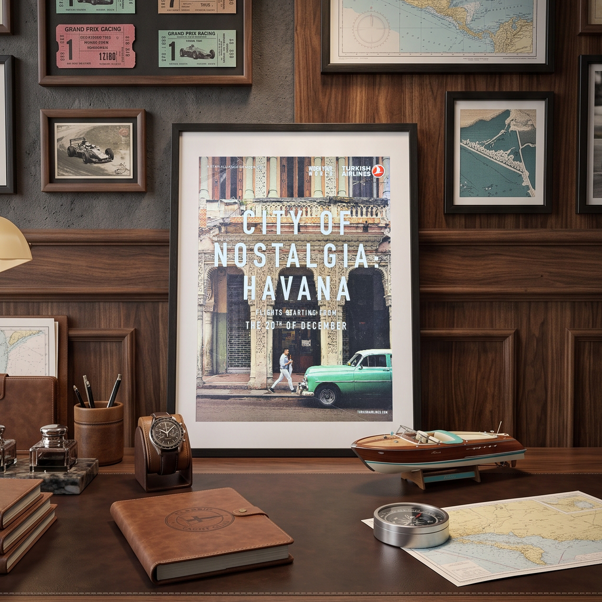 Türk Hava Yolları “City of Nostalgia – Havana” Küba İngilizce Orijinal Dönem Reklamıdır (Sonradan Baskı Değildir)