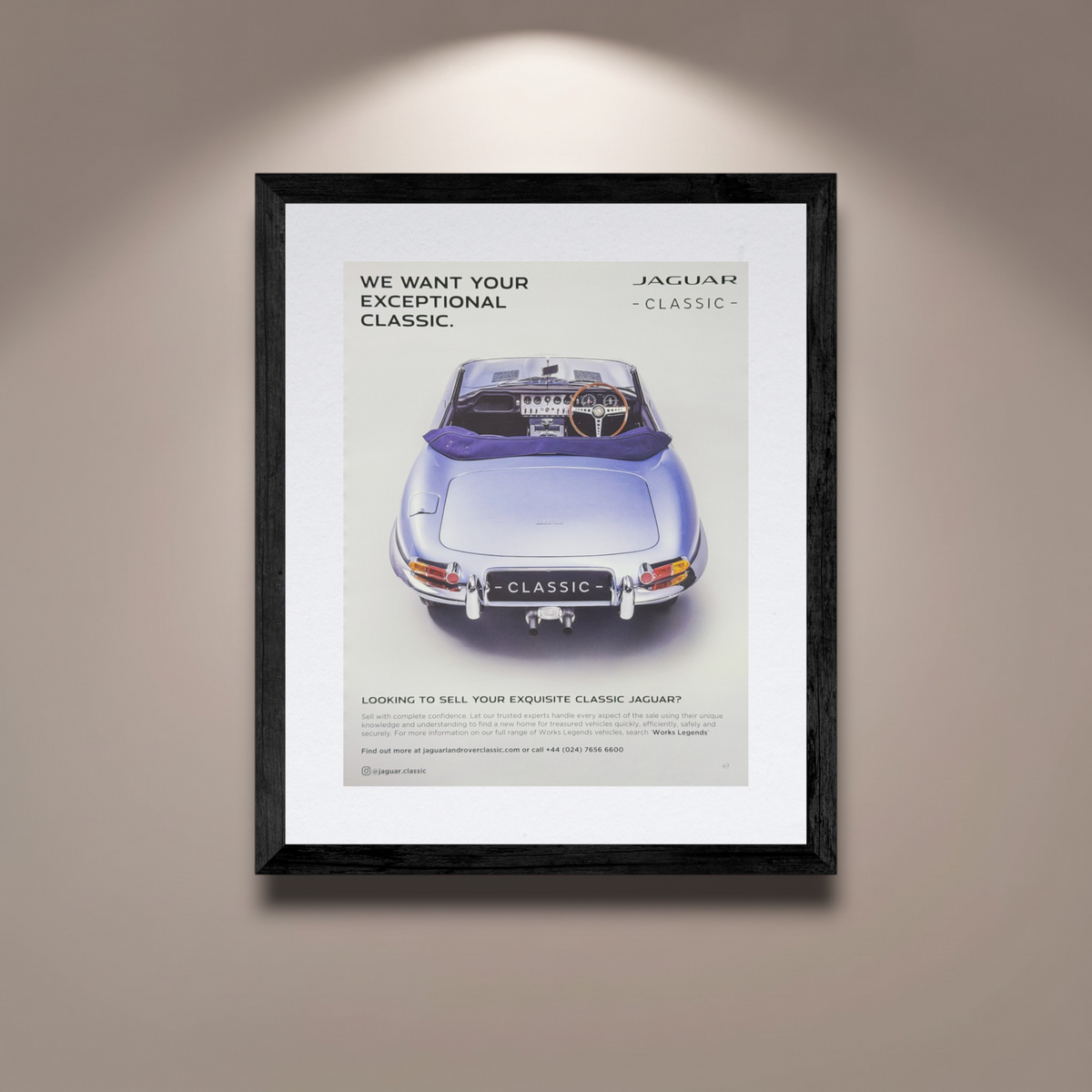 Jaguar Classic E-Type Roadster Orijinal Dergi Reklamıdır (Sonradan Baskı Değildir)