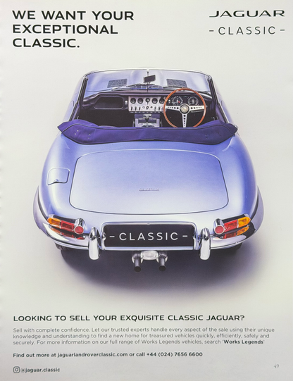 Jaguar Classic E-Type Roadster Orijinal Dergi Reklamıdır (Sonradan Baskı Değildir)