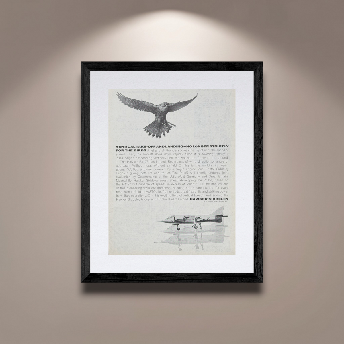 Hawker P.1127 V/STOL Vintage Orijinal Dönem Reklamıdır (Sonradan Baskı Değildir)