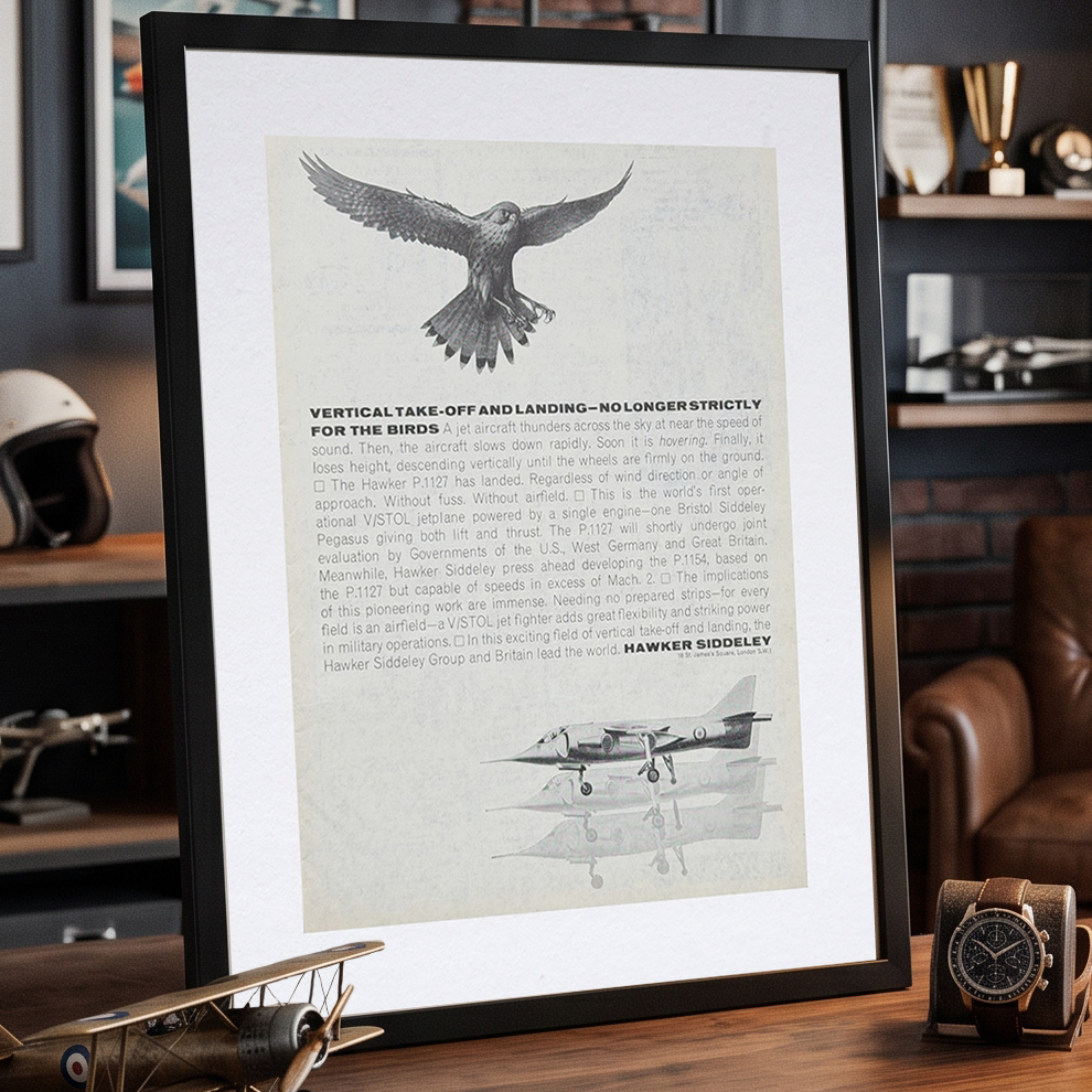 Hawker P.1127 V/STOL Vintage Orijinal Dönem Reklamıdır (Sonradan Baskı Değildir)