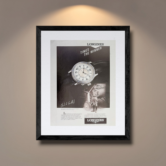 Longines Lindbergh Hour Angle Charles Lindbergh “Times the Winner” 1991 Orijinal Fransa Dönem Reklamıdır (Sonradan Baskı Değildir)