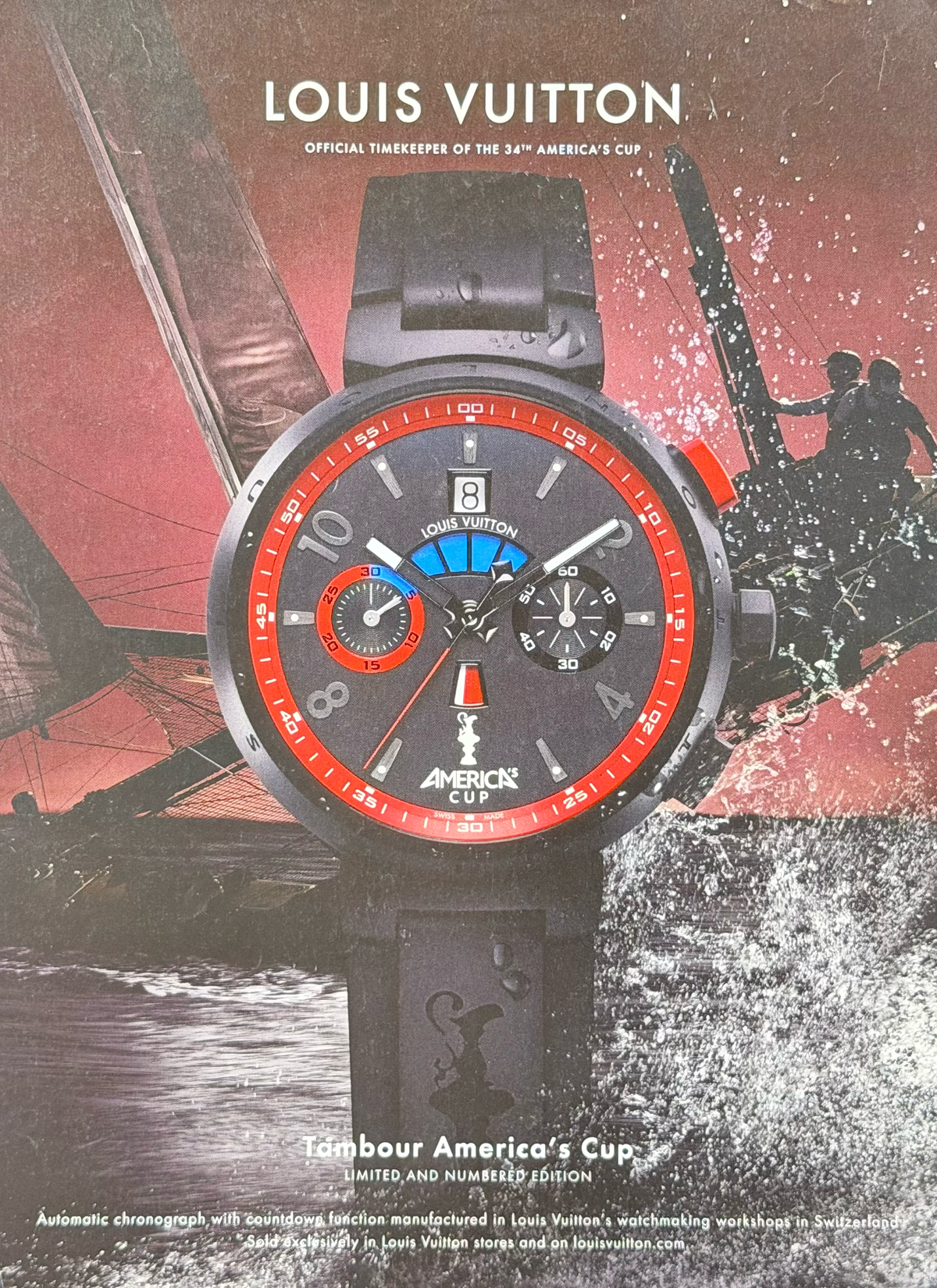 Louis Vuitton Tambour America’s Cup Otomatik Kronograf Orijinal Dönem Reklamıdır (Sonradan Baskı Değildir)