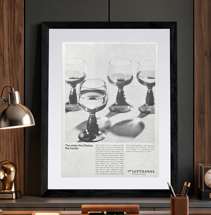 Lufthansa “The Wider the Choice” Vintage İngilizce Orijinal Dönem Reklamıdır (Sonradan Baskı Değildir)