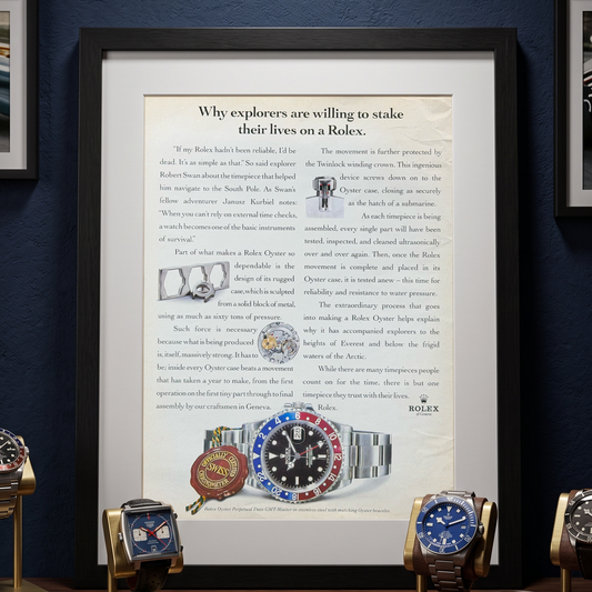 Rolex GMT-Master Pepsi “Why Explorers Are Willing to Stake Their Lives on a Rolex” 1994 Yılı Orijinal Dönem Reklamıdır (Sonradan Baskı Değildir)