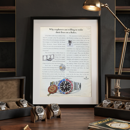 Rolex GMT-Master Pepsi “Why Explorers Are Willing to Stake Their Lives on a Rolex” Orijinal Dönem Reklamıdır (Sonradan Baskı Değildir)
