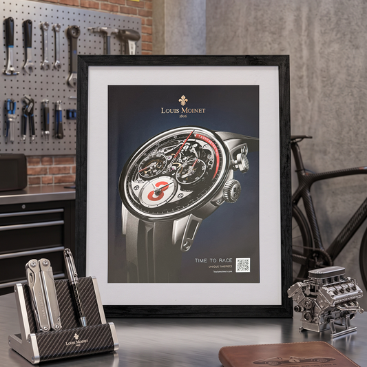 Louis Moinet Time to Race “Rosso Corsa” 2022 Orijinal Dönem Reklamıdır (Sonradan Baskı Değildir)