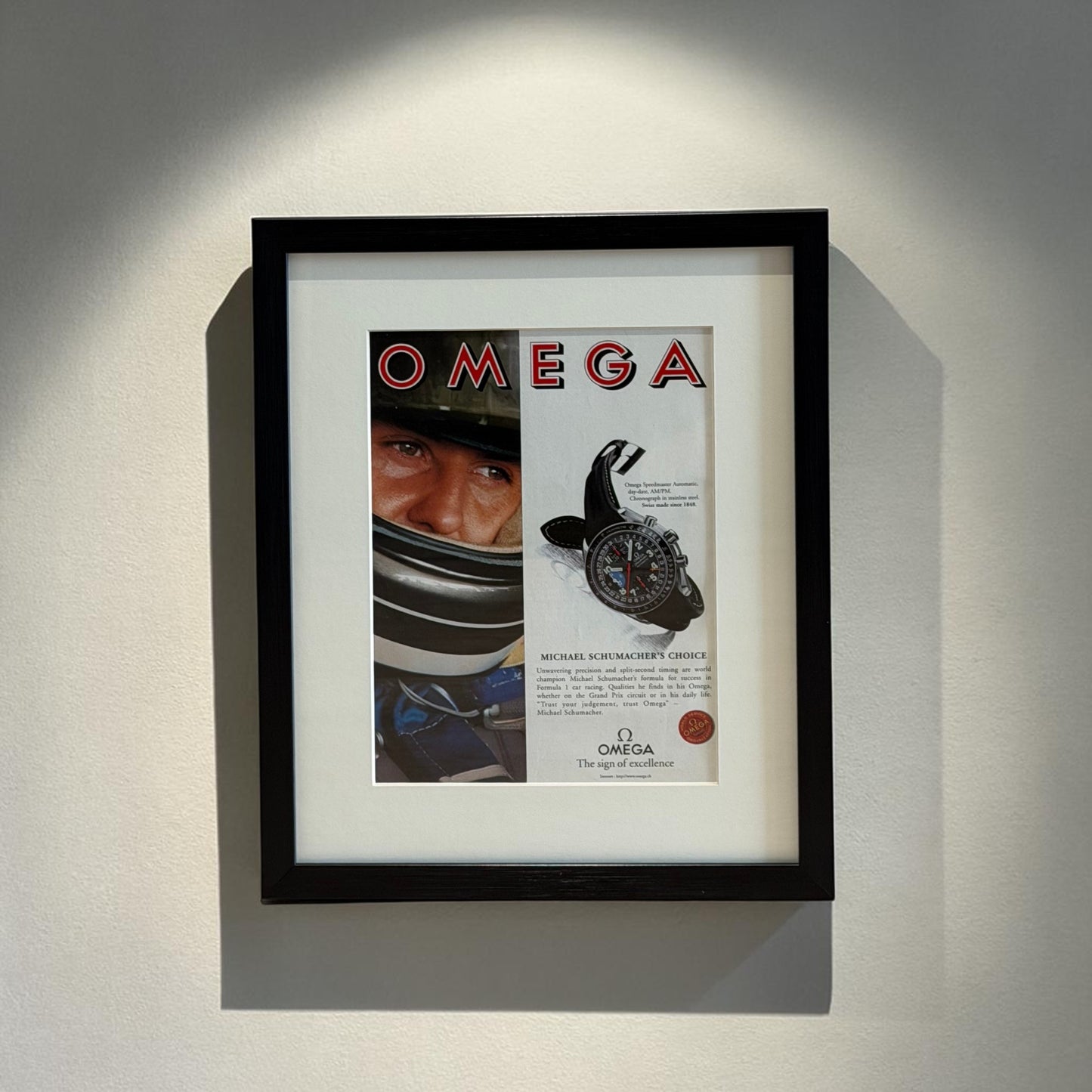 OMEGA Speedmaster Michael Schumacher’s Choice Orijinal Dönem Reklamıdır (Sonradan Baskı Değildir)