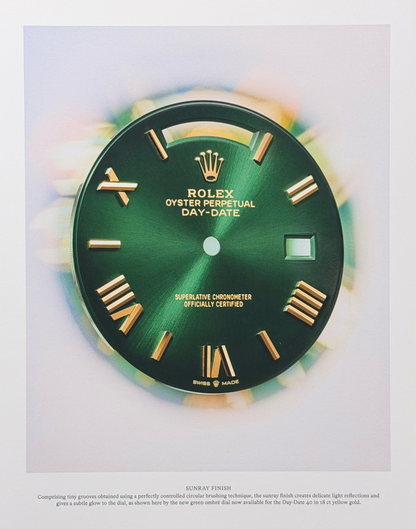 Rolex Oyster Perpetual Day-Date Yeşil Ombré Kadran İngilizce Orijinal Dergi Reklamıdır (Sonradan Baskı Değildir)