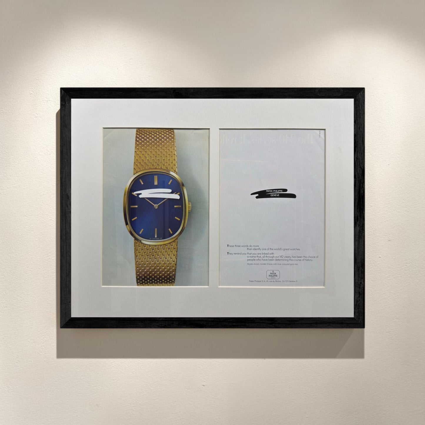 Patek Philippe Golden Ellipse Blue Dial - Orijinal Dönem Çift Sayfa Reklamı (Sonradan Baskı Değildir)