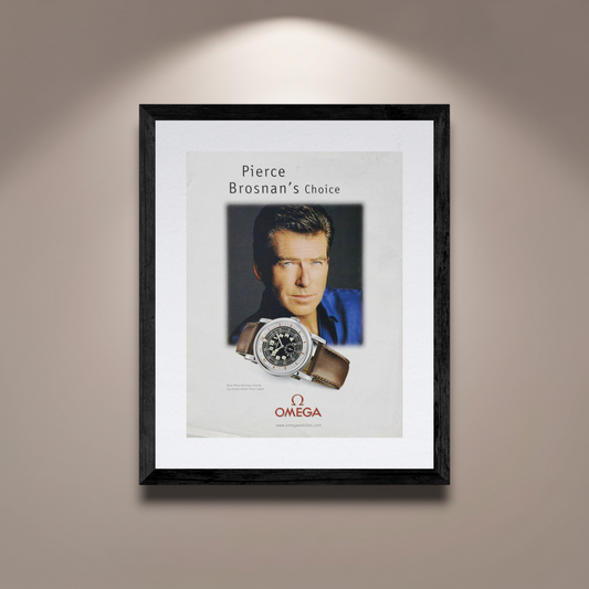 Omega 1938 Pilot’s Watch “Pierce Brosnan’s Choice” Orijinal Dönem Reklamıdır (Sonradan Baskı Değildir)