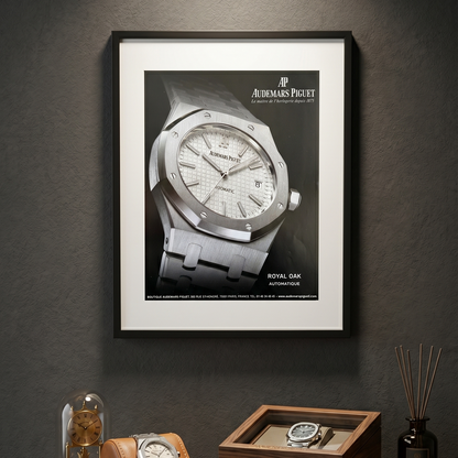 Audemars Piguet Royal Oak White Dial. 2009 Orijinal Dönem Reklamıdır (Sonradan Baskı Değildir)
