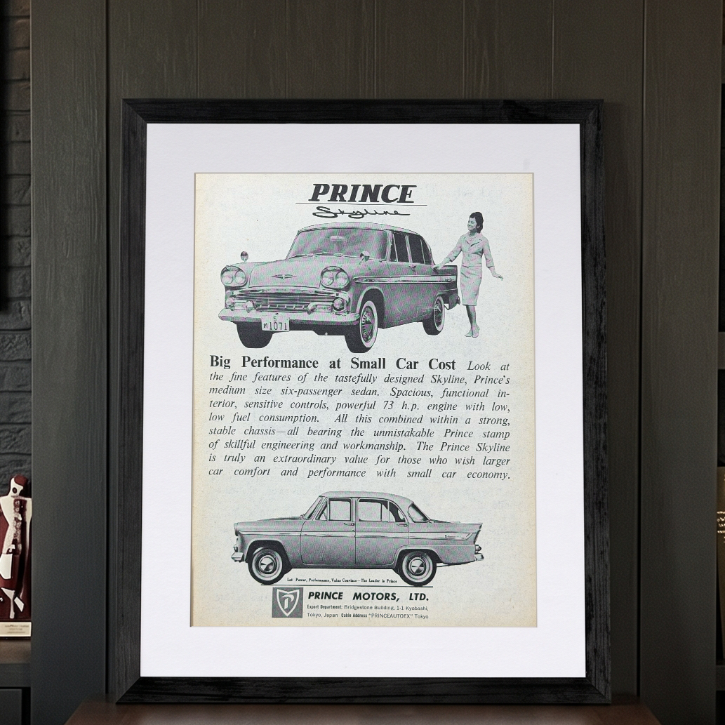 Prince Skyline “Big Performance at Small Car Cost” Vintage İngilizce Orijinal Dönem Reklamıdır (Sonradan Baskı Değildir)