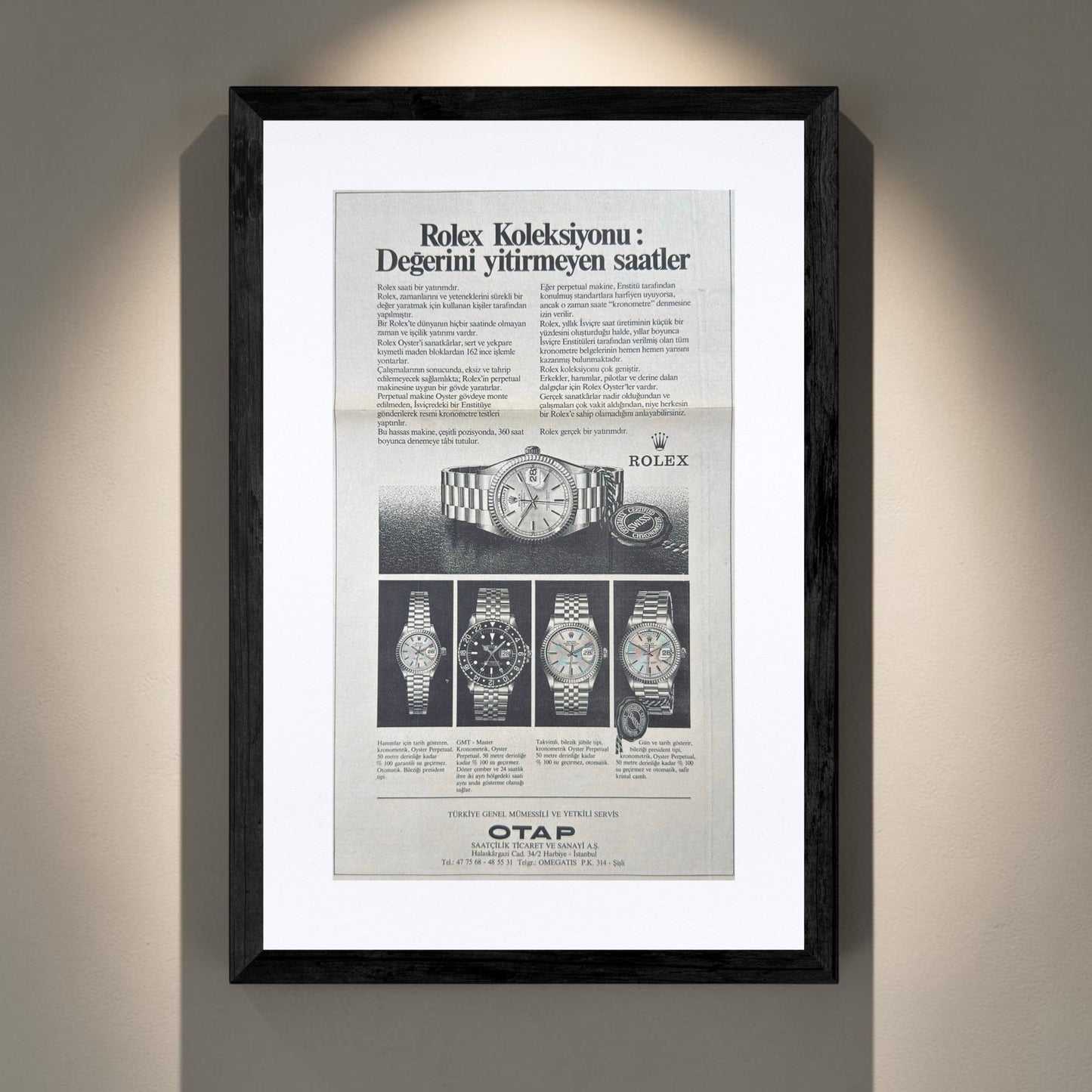 Rolex Koleksiyonu: Değerini Yitirmeyen Saatler. 1981 Yılı Orijinal Türkiye Dönem Reklamıdır (Sonradan Baskı Değildir)