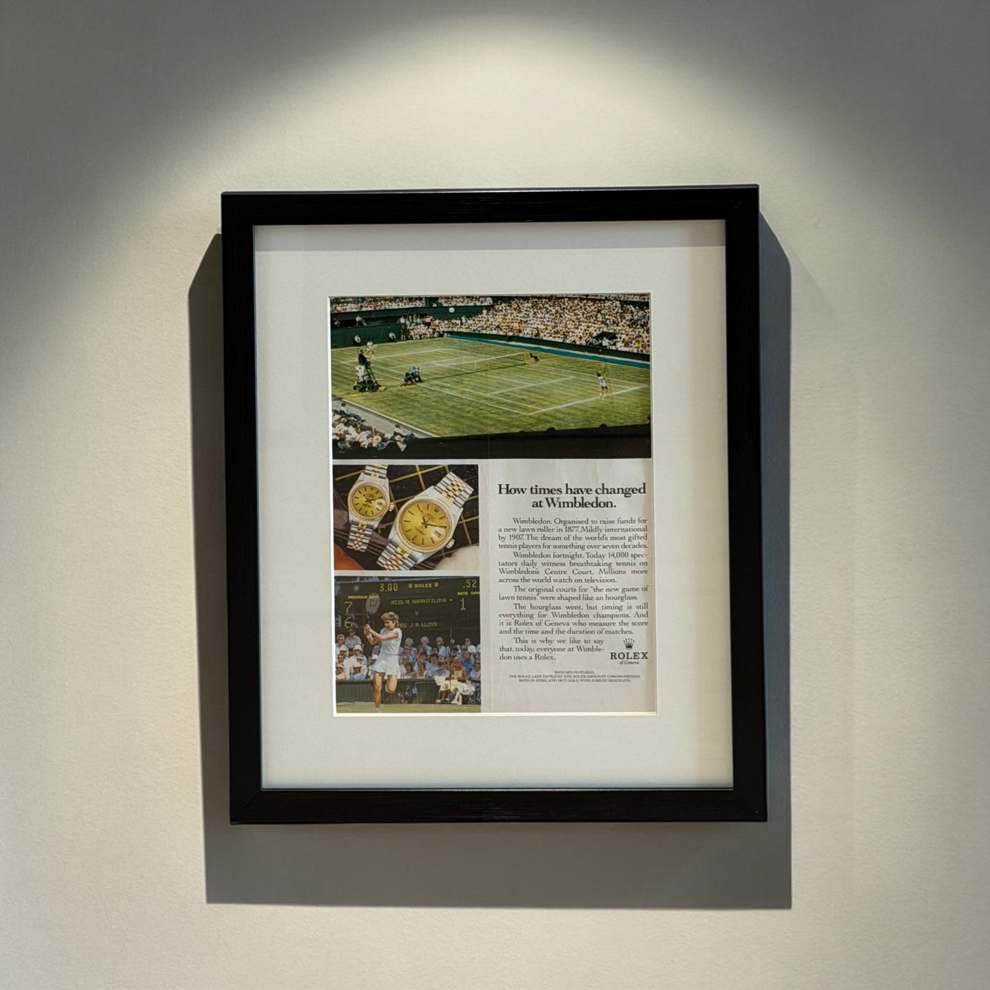 Rolex How times have changed at Wimbledon Orijinal Dönem Reklamıdır (Sonradan Baskı Değildir)