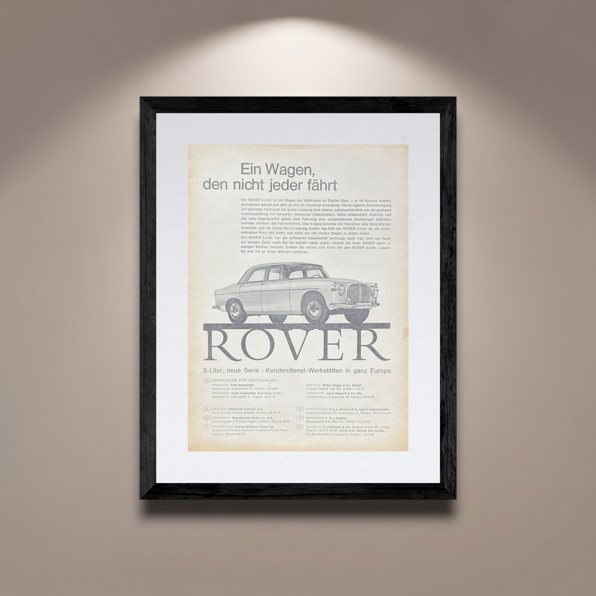 Rover 3-Litre Vintage Orijinal Dönem Reklamıdır (Sonradan Baskı Değildir)