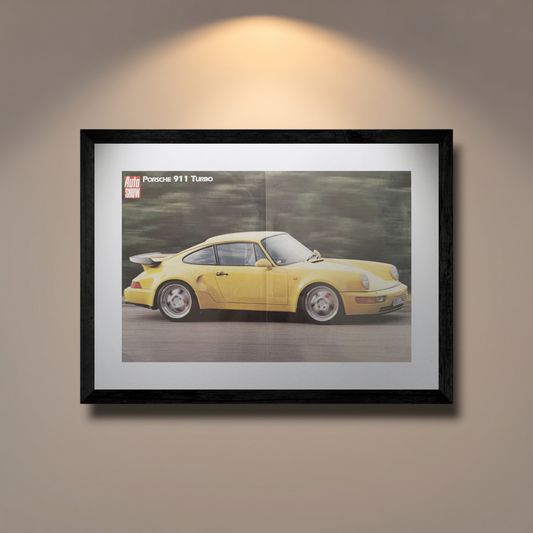 Porsche 911 Turbo (964) Auto Show 1990’lar Orijinal Dönem Çift Sayfa Posteridir (Sonradan Baskı Değildir)