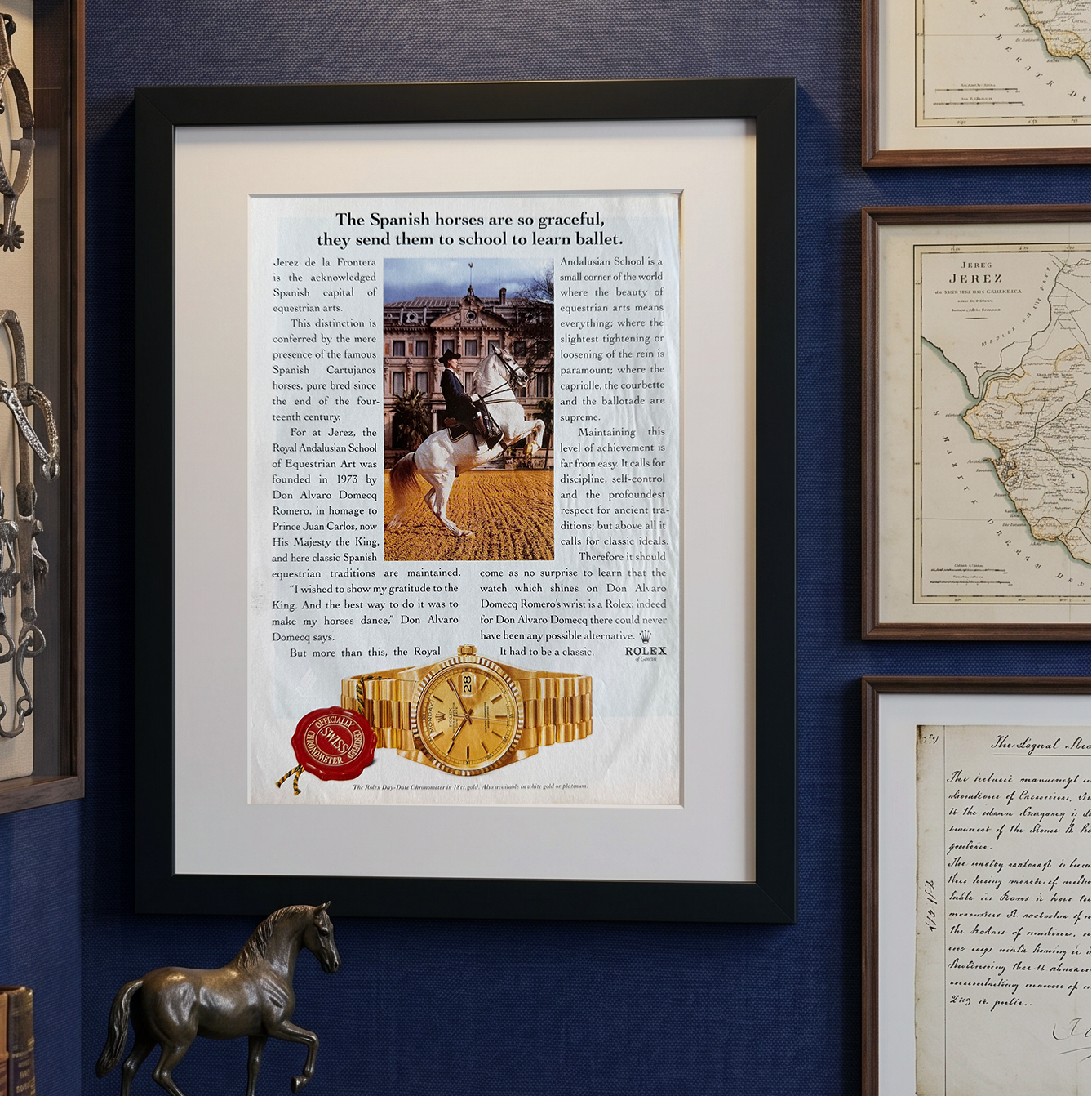 Rolex Day-Date – “The Spanish Horses Are So Graceful…” Orijinal Dönem Reklam Sayfasıdır (Sonradan Baskı Değildir).