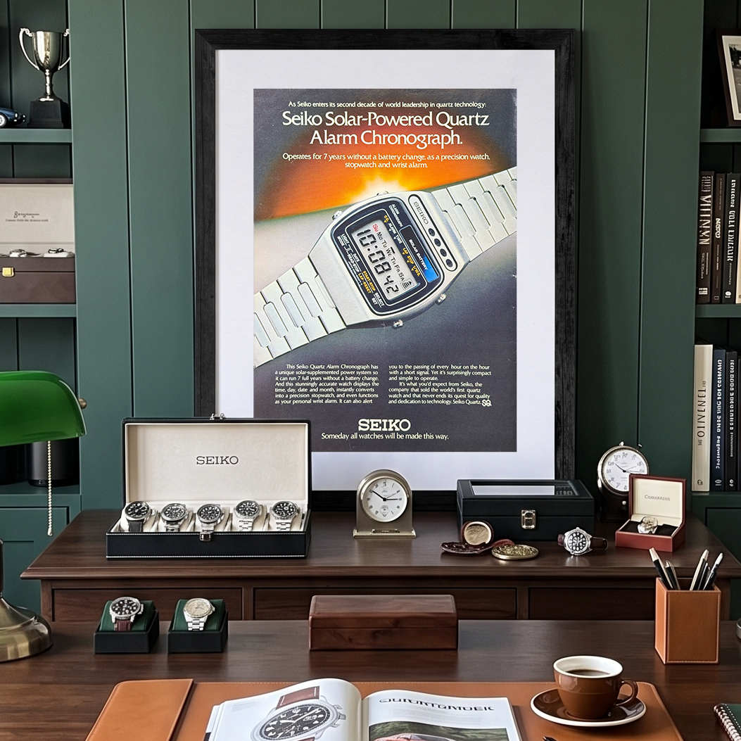 Seiko Solar-Powered Vintage Orijinal Dönem Reklamıdır (Sonradan Baskı Değildir)