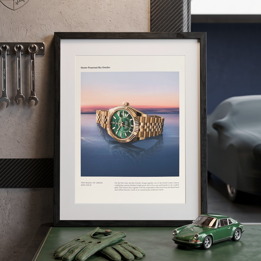 Rolex Sky-Dweller Ref. 336938 Yeşil Kadran “The Magic of Green and Gold” 2025 Orijinal Dönem Reklamıdır (Sonradan Baskı Değildir)