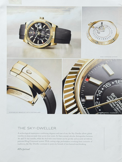 Rolex Sky-Dweller Sarı Altın Orijinal Dergi Reklamıdır (Sonradan Baskı Değildir)