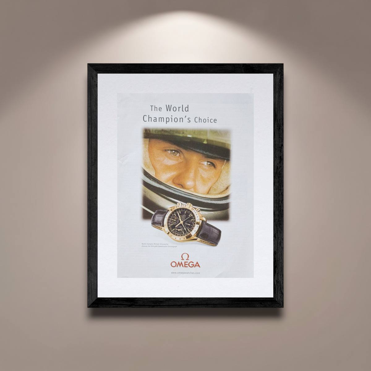Omega Speedmaster Michael Schumacher “The World Champion’s Choice” İngilizce Orijinal Dönem Reklamıdır (Sonradan Baskı Değildir)