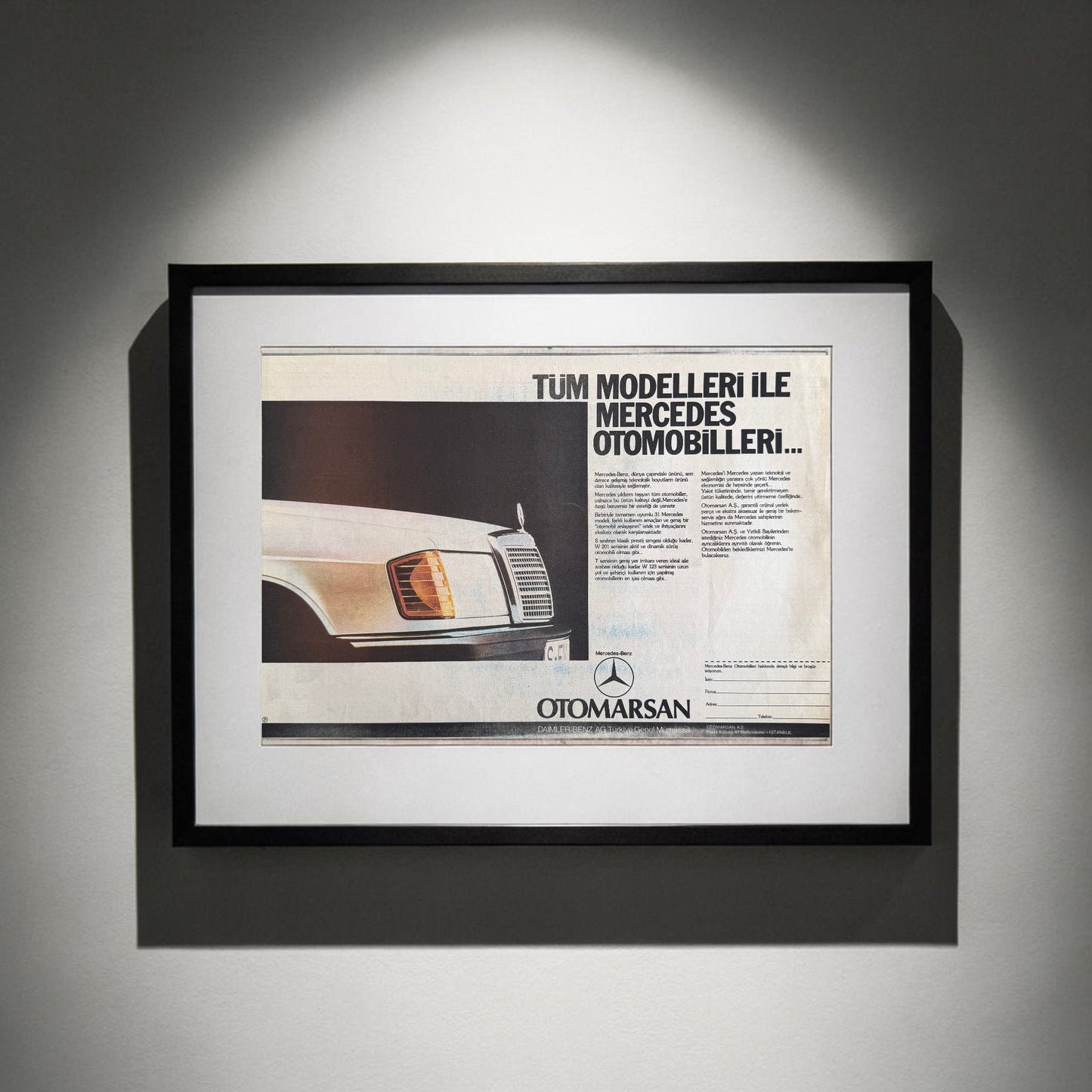 Mercedes-Benz – “Tüm Modelleri ile Mercedes Otomobilleri” 1984 Orijinal Türkiye Reklam Sayfasıdır (Sonradan Baskı Değildir).