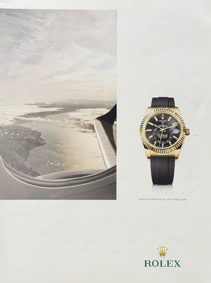Rolex Oyster Perpetual Sky‑Dweller Sarı Altın Oysterflex İngilizce Orijinal Dönem Reklamıdır (Sonradan Baskı Değildir)