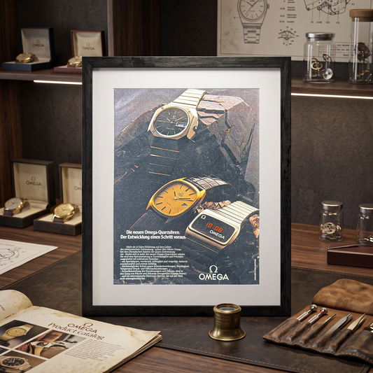Omega “Gelişimin Bir Adım Önünde” Quartz Saatleri 1970’ler Orijinal Dönem Reklamıdır (Sonradan Baskı Değildir)